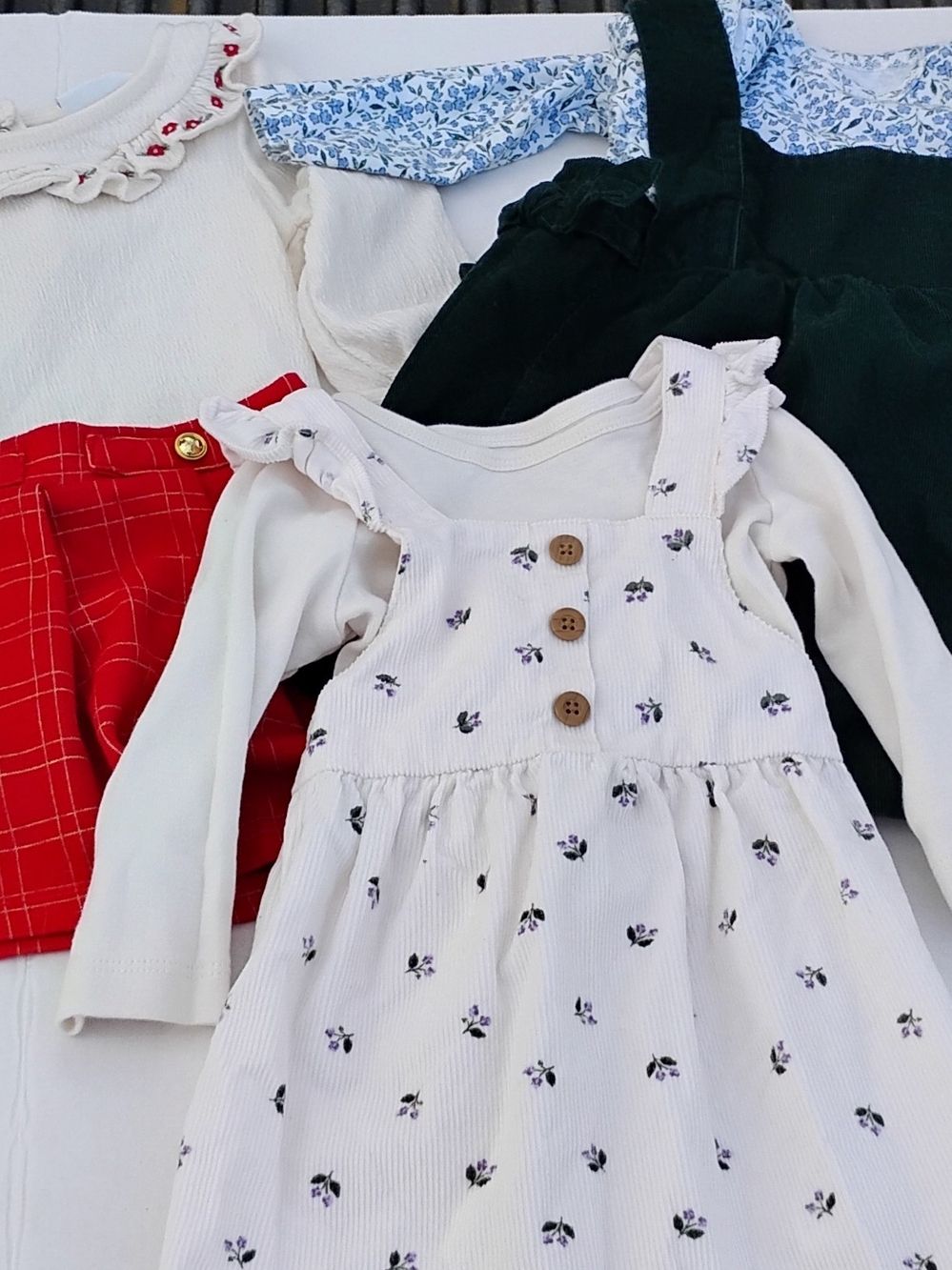 12 Month Girls Long Sleeve Dress Bundle Lot Of 3 Outfits By Carters